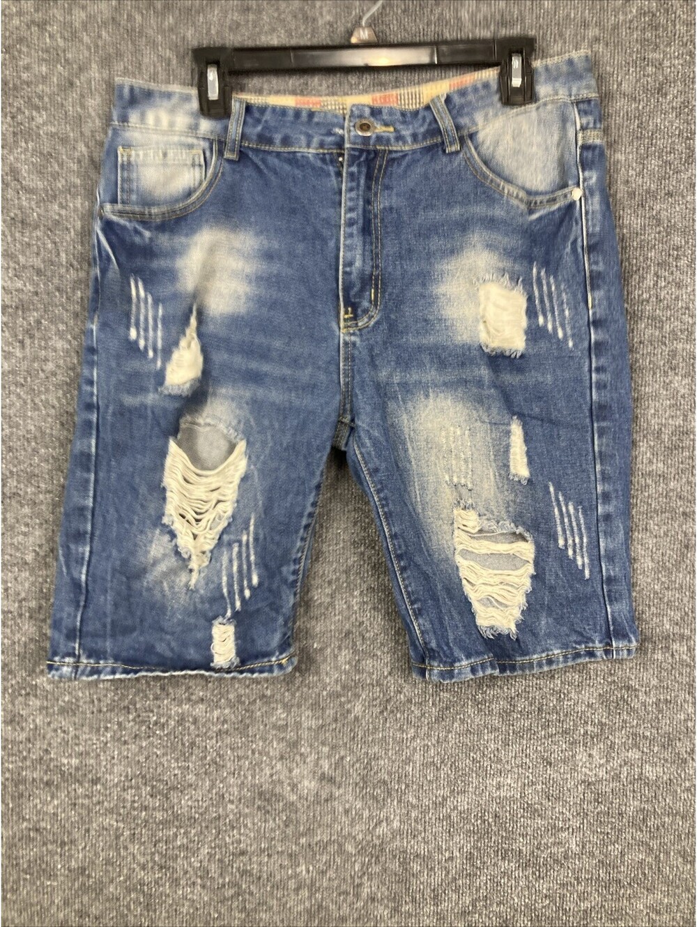 St Johns Bay Mens Size 34 Distressed 10" Inseam Blue Jean Denim Shorts